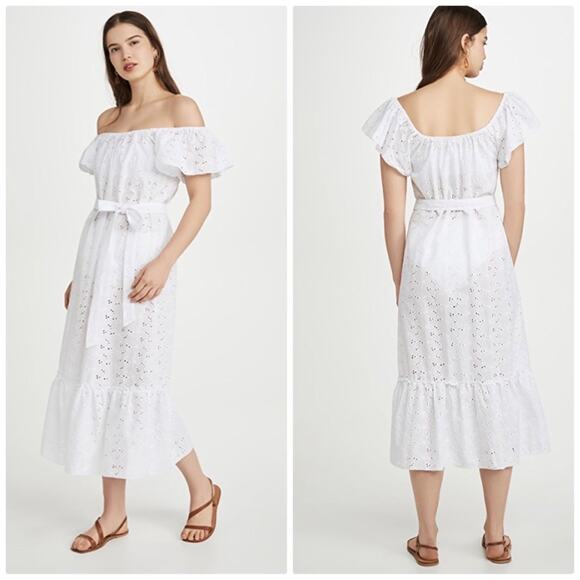 Eberjey Women's Sardinia Effie Eyelet Lace Swim Cover Up White Dress Size Small‎ - Picture 1 of 5